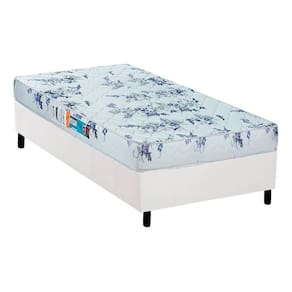 Cama Box Solteiro: Colchão Espuma Luckspuma D28 Celebrity + Base Crc Courano White(88X188)