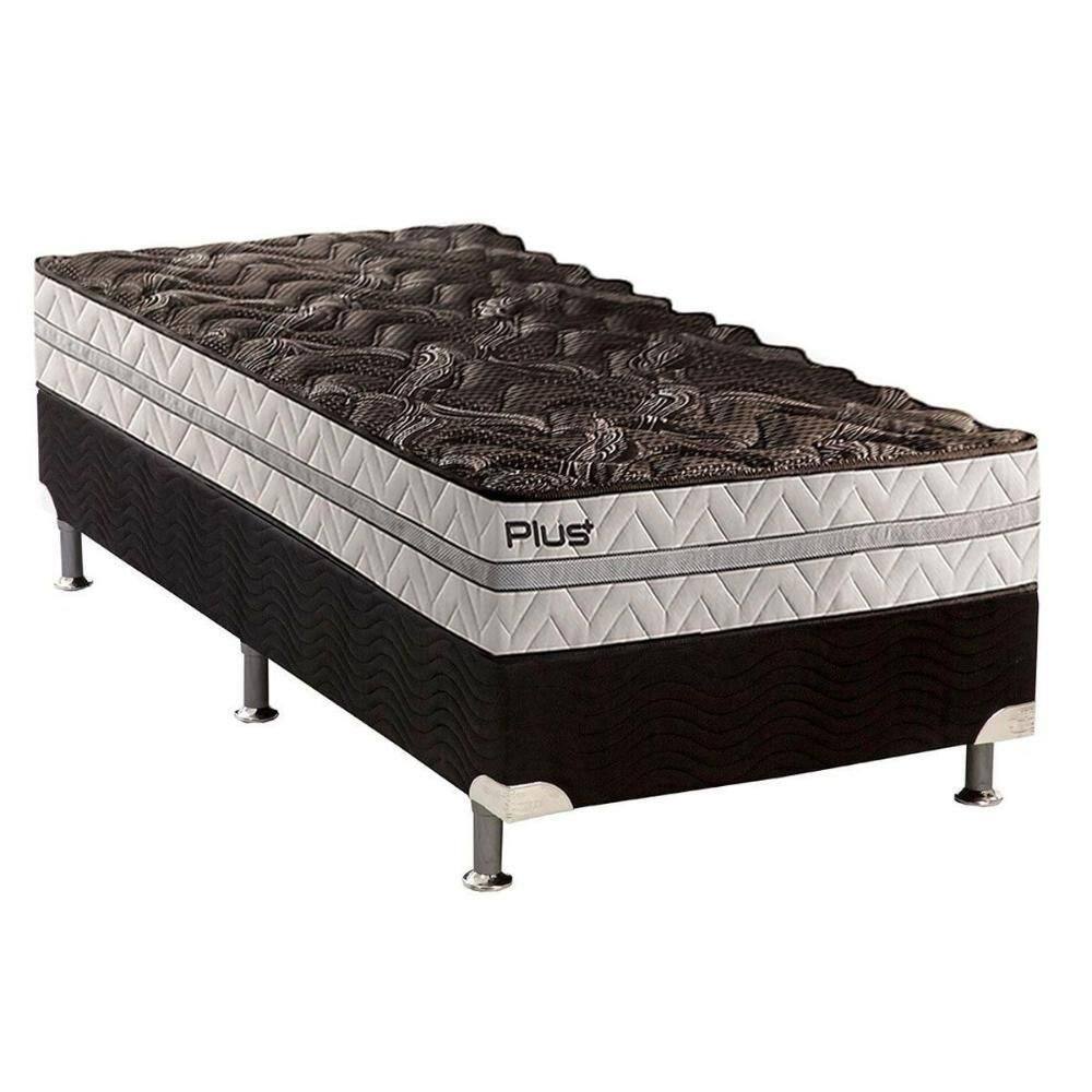 Cama Box Solteiro: Colchão Espuma Paropas D33 Pasquale Plus + Base Crc Suede Black(88X188)