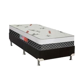 Cama Box Solteiro: Colchão Anatômico Plumatex D28 Falcon Ultra Firme + Base Crc Suede Black(88X188)