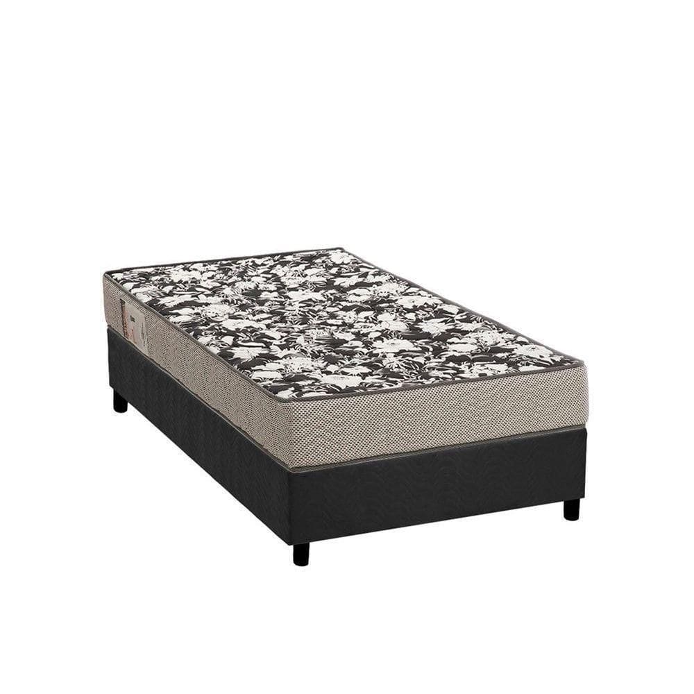 Cama Box Solteiro: Colchão Espuma Ortobom Physical Ultra Resistente + Base Crc Suede Gray(88X188)