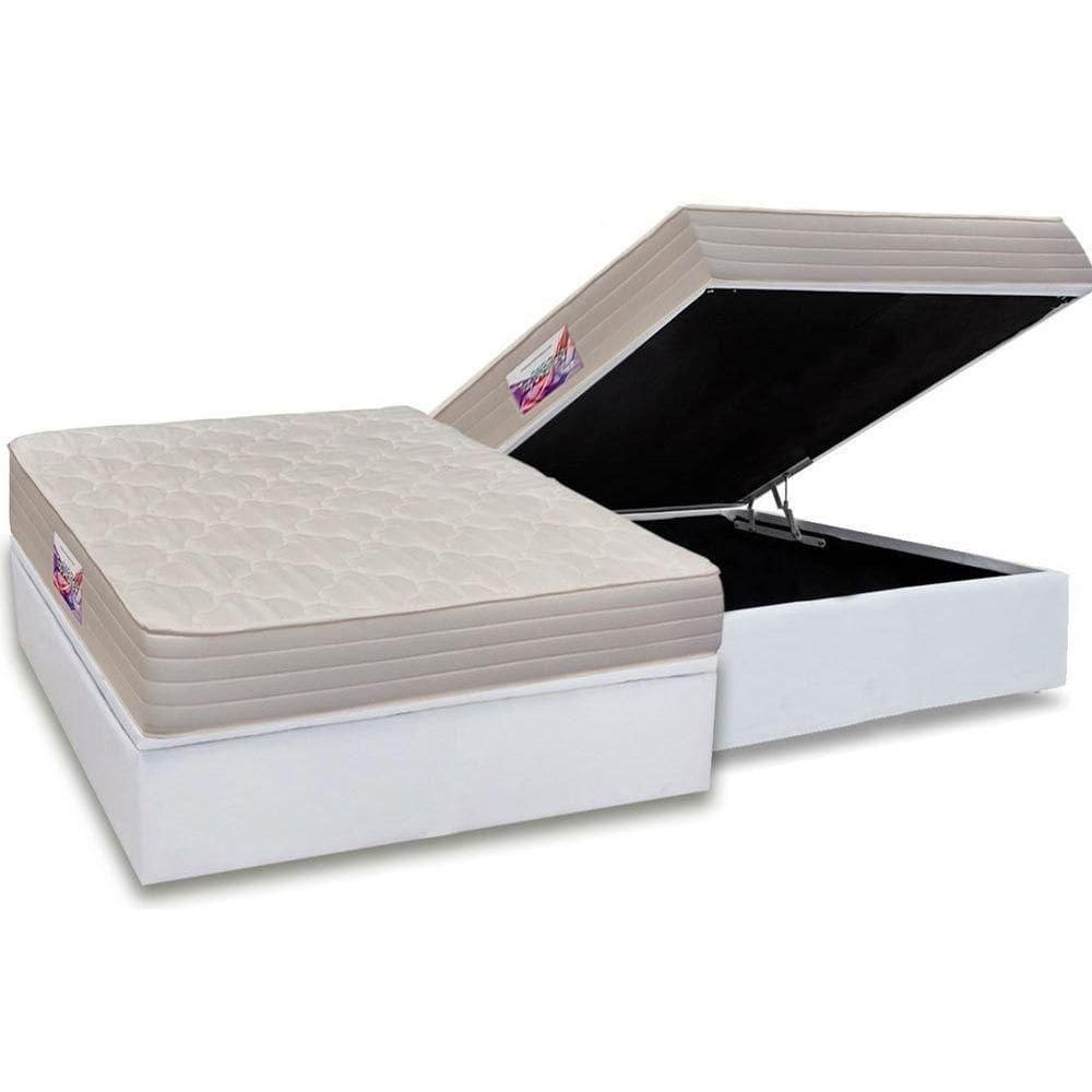 Cama Box Baú Casal: Colchão Espuma Herval D45 Top + Base Crc Courano White(138X188)