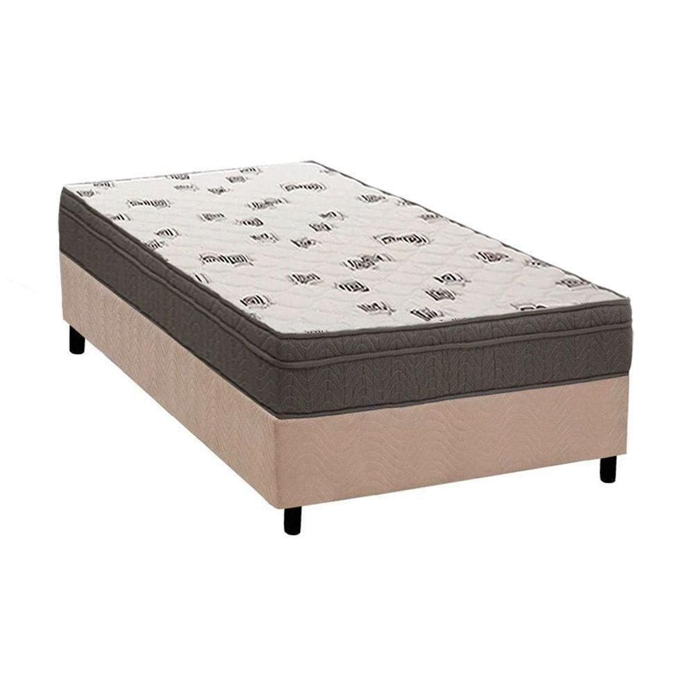 Cama Box Solteiro: Colchão Espuma Ortobom D45 Light Ortopilow + Base Crc Suede Clean(88X188)