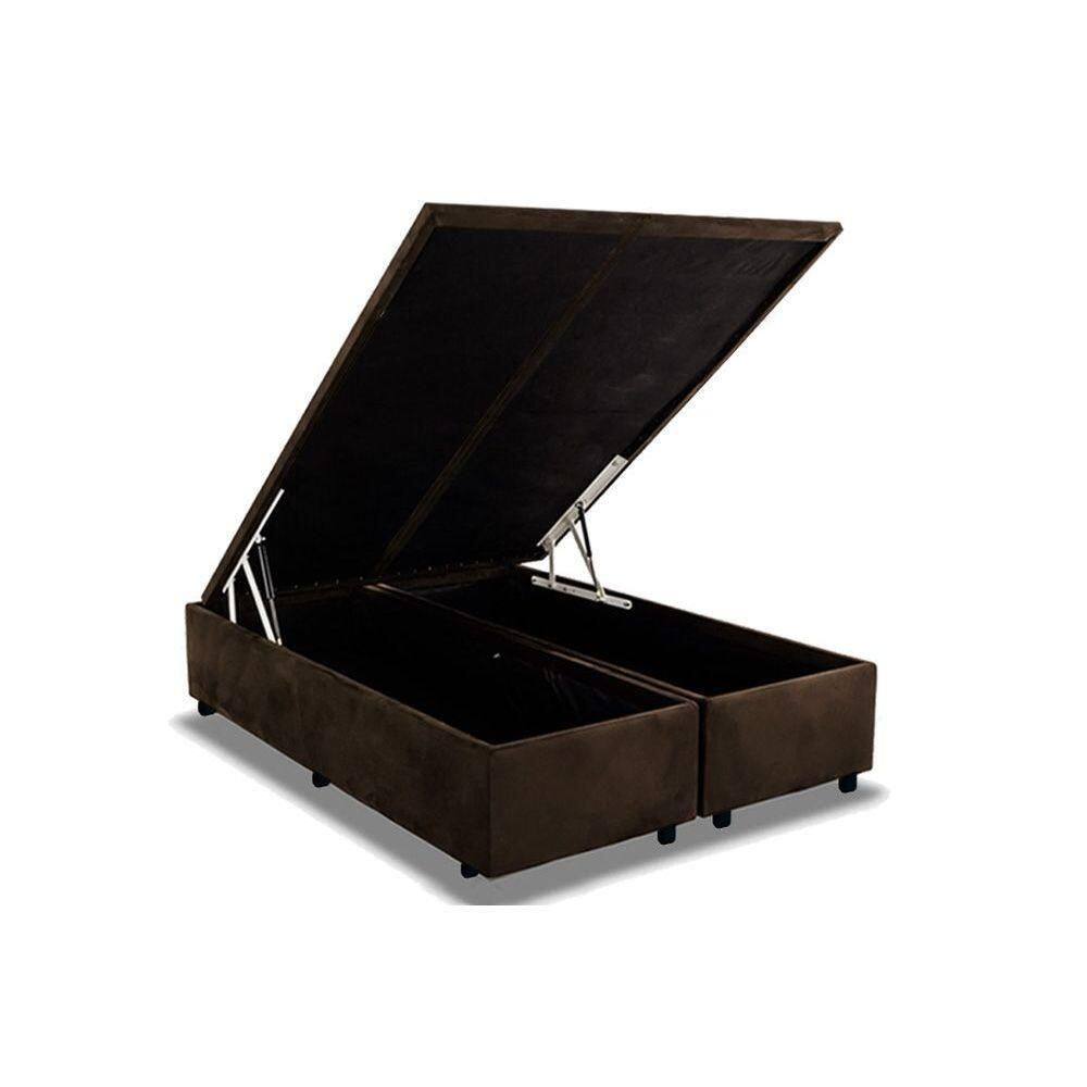 Cama Box Baú Universal King Suede Brown (193x203x35) - Costa Rica
