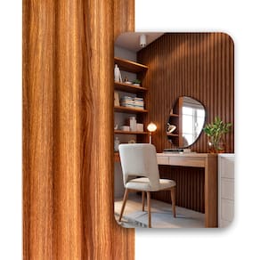 Painel Ripado Cor: Nogueira de uso Interno em WPC Soft 2,90m x 19cm