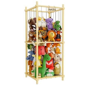 Gaiola de armazenamento de animais de pelúcia HAIDAIYA Wood de 4 pés para brinquedos grandes