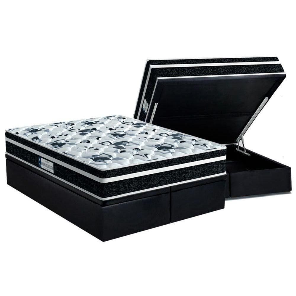 Cama Box Baú Queen: Colchão Anatômico Probel D28 / Ep Prodormir Tech1000 Plus + Base Gray(158X198)