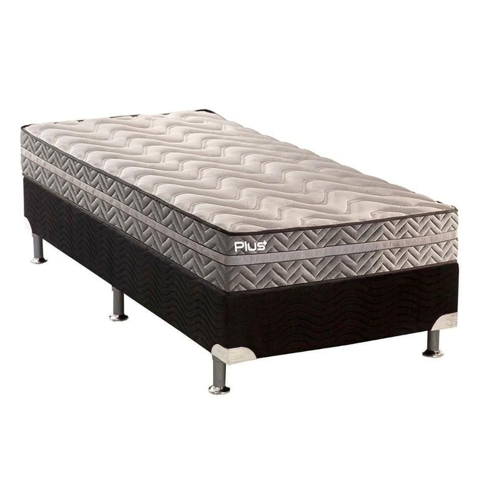 Cama Box Solteiro: Colchão Espuma D45 Paropas Pasquale Plus + Base Crc Suede Black(88X188)