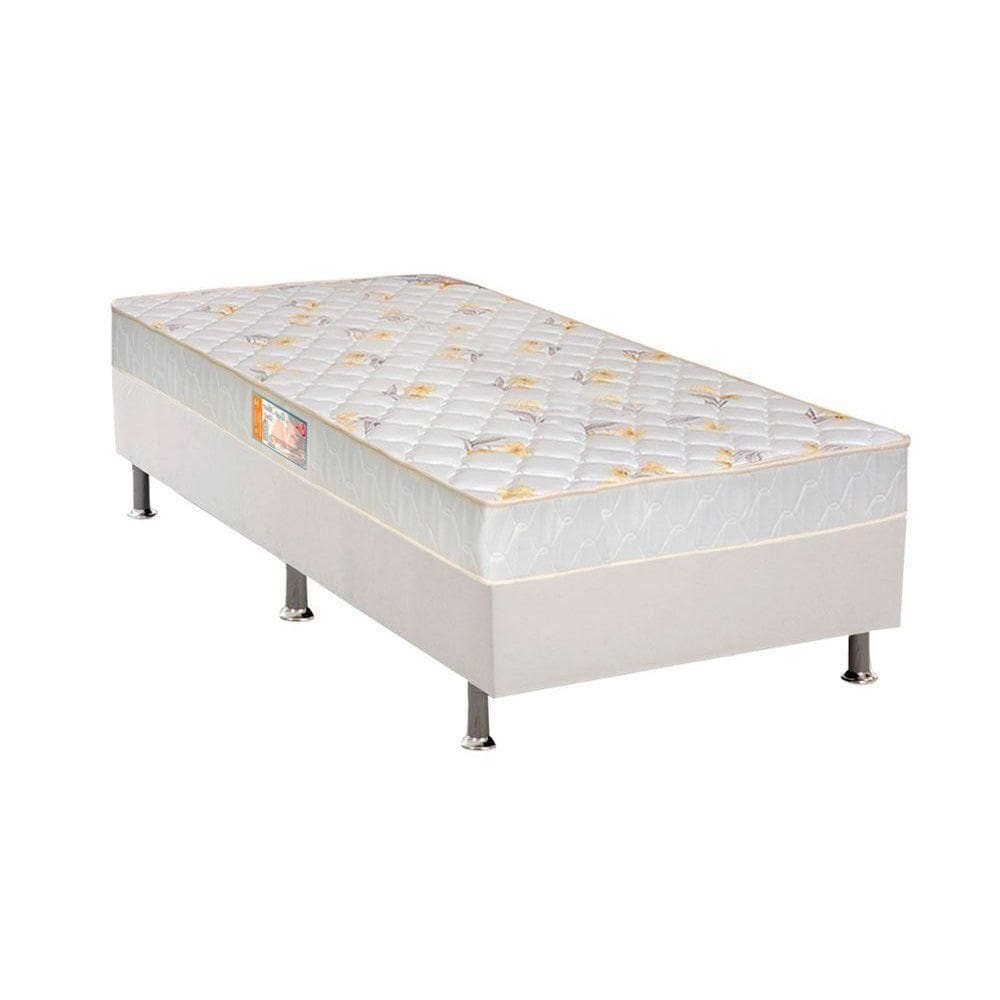 Cama Box Solteiro: Colchão Espuma Castor D28 Sleep Max + Base Crc Courano White(88X188)