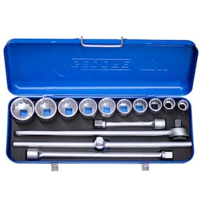 Jogo de Soquetes Estriados e Acessórios com 14 peças 22 - 50 mm Encaixe 3/4" - Gedore 017201