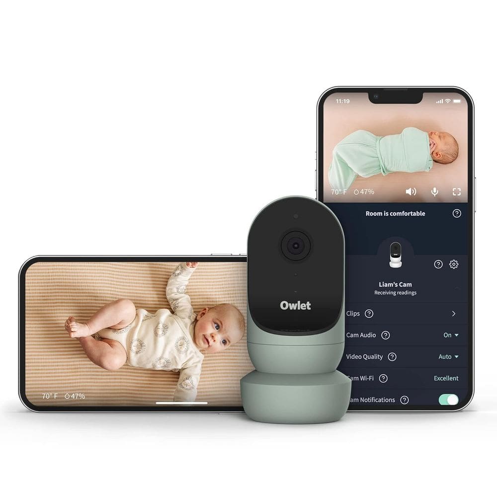 Monitor de vídeo inteligente para bebês Owlet Cam com visão noturna 1080p