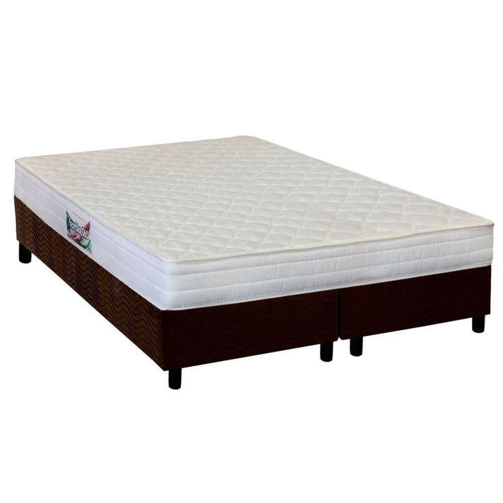 Cama Box Queen: Colchão Ortopédico Herval Ag65 Frontier + Base Crc Suede Brown(158X198)