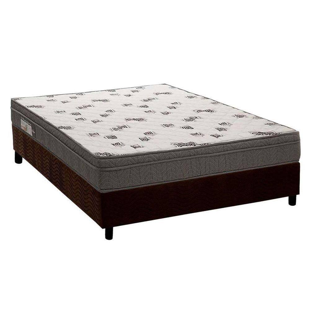 Cama Box Casal: Colchão Espuma D45 Ortobom Light Saúde Ortopilow + Base Crc Suede Brown(138X188)