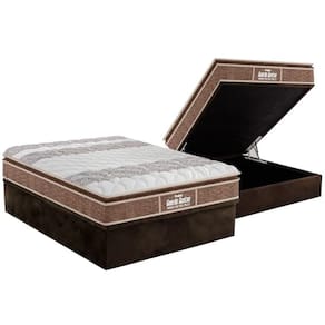 Cama Box Baú Casal: Colchão Probel D33 / Ep Plus Pillow Top + Base Brown(138X188)