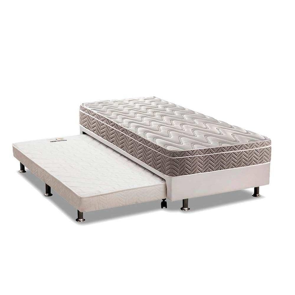 Cama Box C/Auxiliar Solteiro: Colchão Anatômico Paropas D28/Ep Pasquale + Base Branco(88X188)