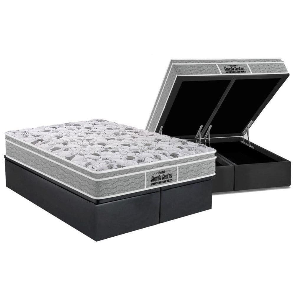 Cama Box Baú Queen: Colchão Espuma Probel D45 / Ep Próextreme Plus + Base Gray(158X198)