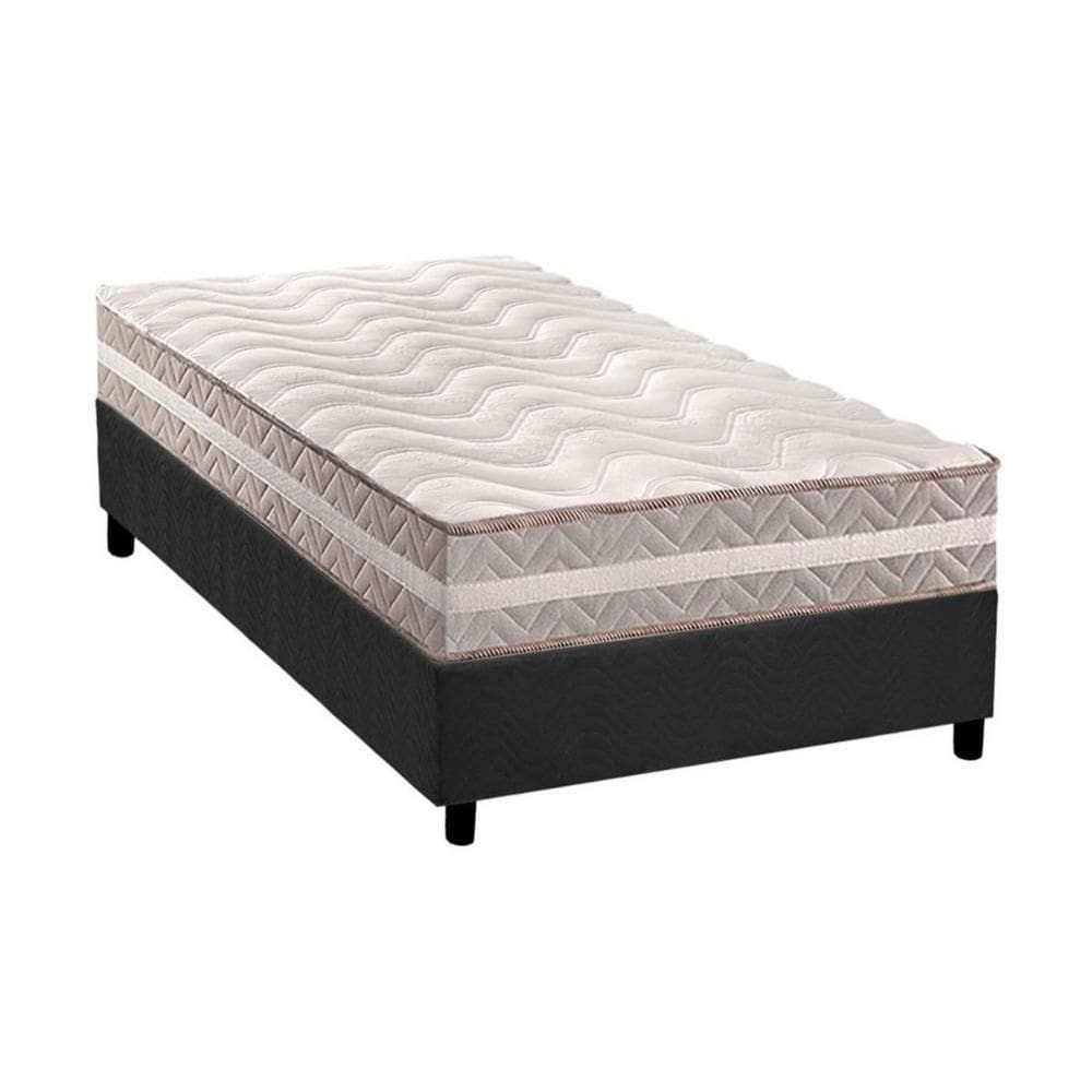 Cama Box Solteiro: Colchão Anatômico Paropas D33/Ag65 Confort + Base Crc Suede Gray(88X188)