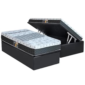 Cama Box Baú Solteiro: Colchão Molas Bonnel System Class One Face + Base Crc Suede Grey