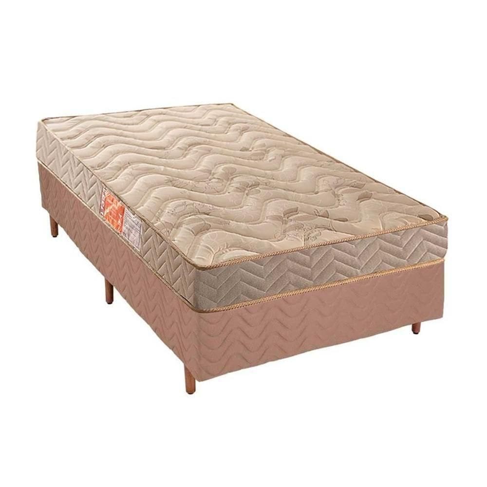 Cama Box Solteiro: Colchão Espuma Paropas D33 Pasquale + Base Crc Suede Clean(88x188)