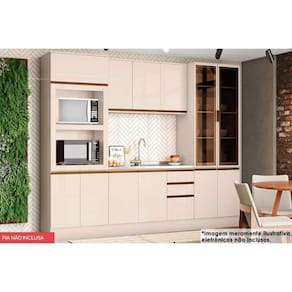 Cozinha 6 Peças (1 Armário + 2 Paneleiros + 1 Balcão + 2 Complementos) C5p73 Off White