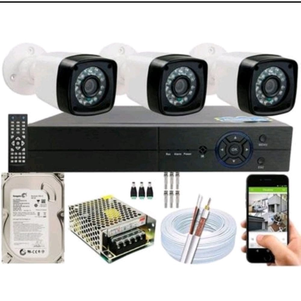 Kit 3 Camera de Segurança Infra 20m 1.3 hd Dvr 4ch Multi Hd com hd 2023 promo