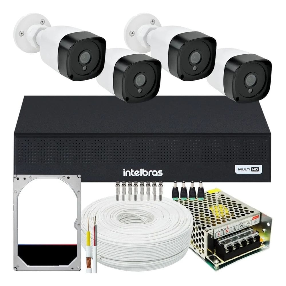 Kit 4 Cameras Segurança Hd Dvr Intelbras 4 Canais Promo04