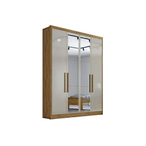 Guarda Roupa Solteiro 4 Portas E 3 Gavetas C- Espelho Moderni-sevilha Cumaru-fendi