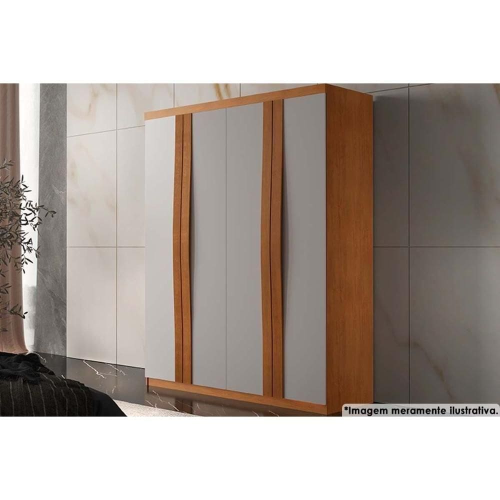 Guarda Roupa 4 Portas E 2 Gavetas Grécia Naturale/off White - Rufato