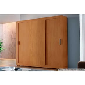 Guarda Roupa 3 Portas De Correr E 4 Gavetas C/ Pés Veneza Flex Naturalle/ripado 3d - Rufato