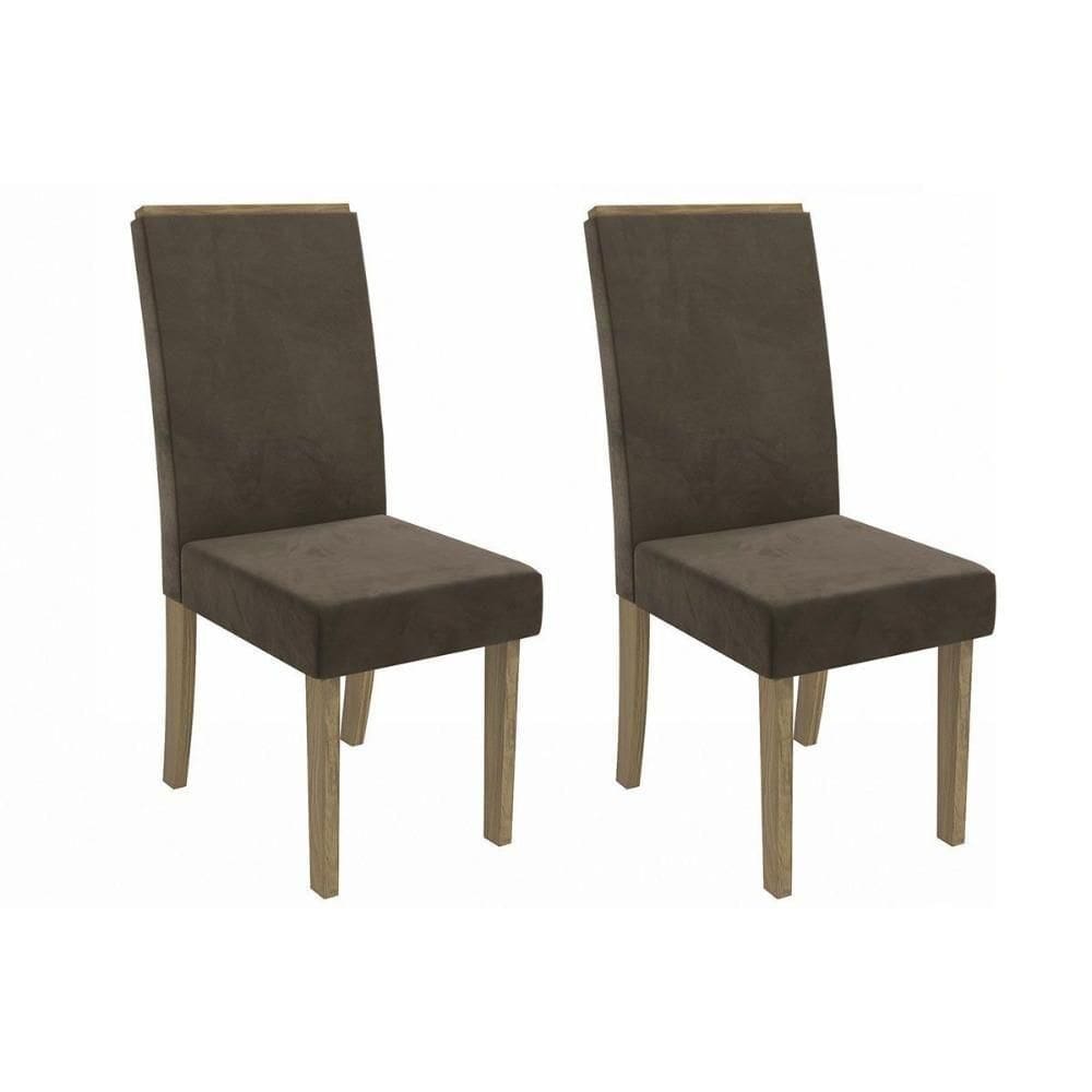 Cadeira Sala De Jantar 2cad142ng Kit 2 Un Nogueira-veludo Marrom A033 - Kappesberg