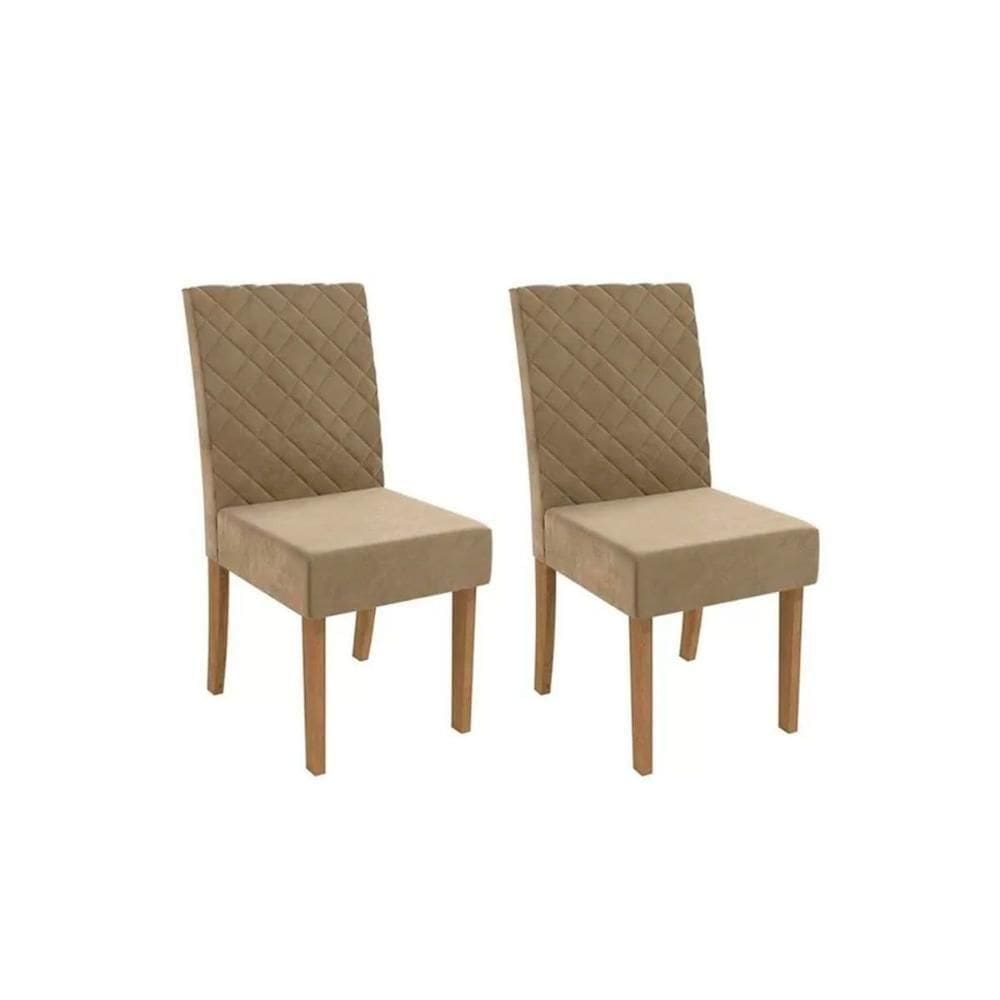 Cadeira Sala De Jantar 2cad133ng Kit 2 Un Nogueira-veludo Bege A036 - Kappesberg