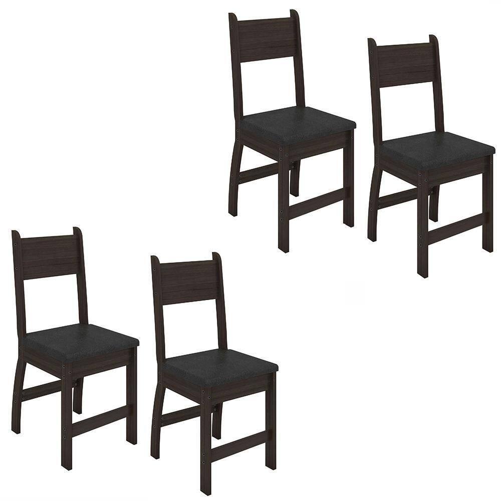Kit De 4 Cadeiras Milano Com Tecido Em Material Sintetico Amendoa/preto