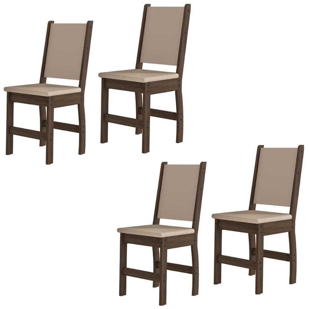 Kit De 4 Cadeiras Clara Com Tecido Em Material Sintetico Amendoa savana