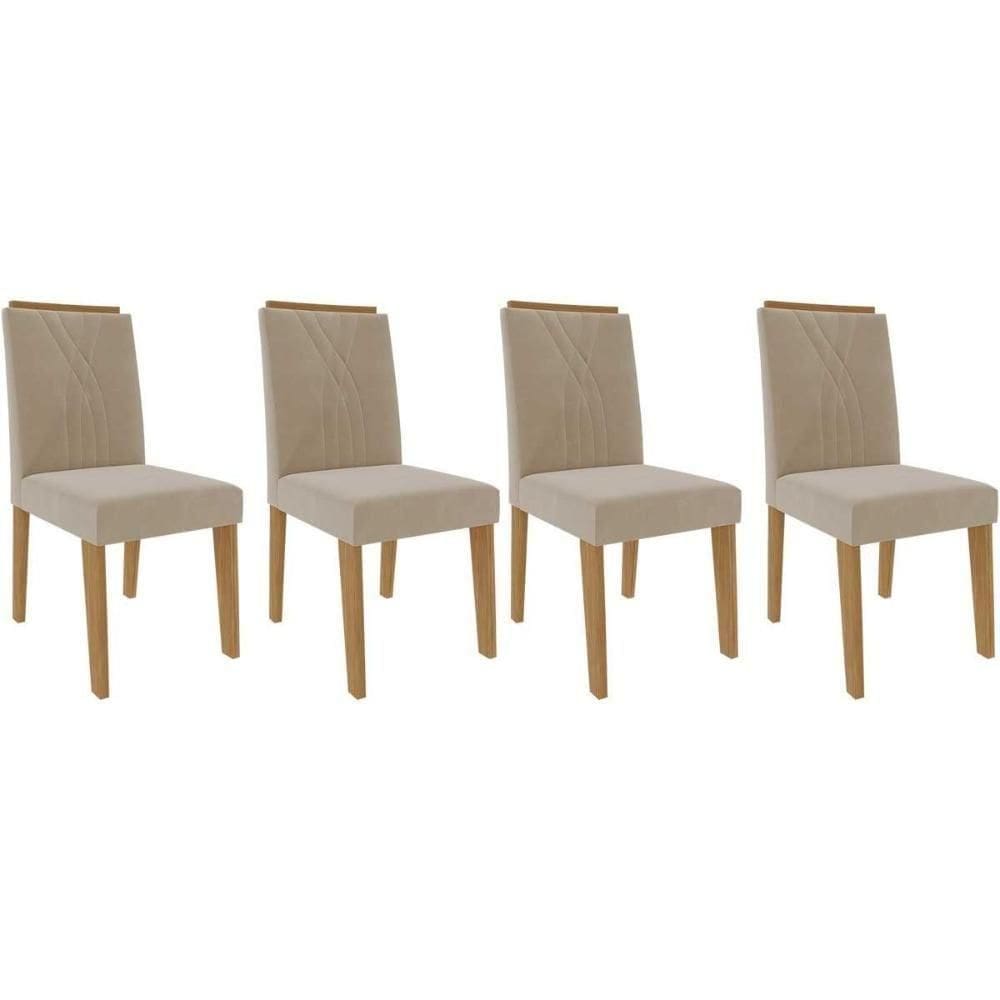 Cadeira Sala De Jantar Nicole Kit 4 Un Nature-suede Nude - Cimol