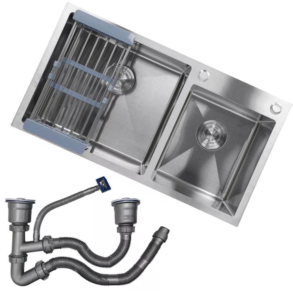 Cuba Dupla Goumert Cozinha Aço Inox Lava Escorre Limpa Louça Alimentos Agua Luxo Area Externa Pia Torneira Limpeza