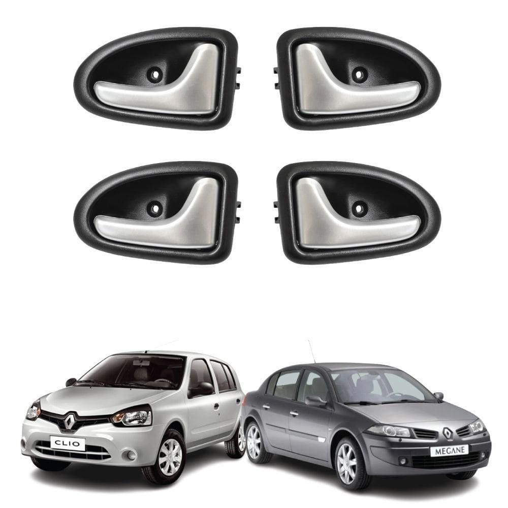 Kit 4 Maçaneta Interna Prata Clio G2 99 A 16 Mégane 97 A 05