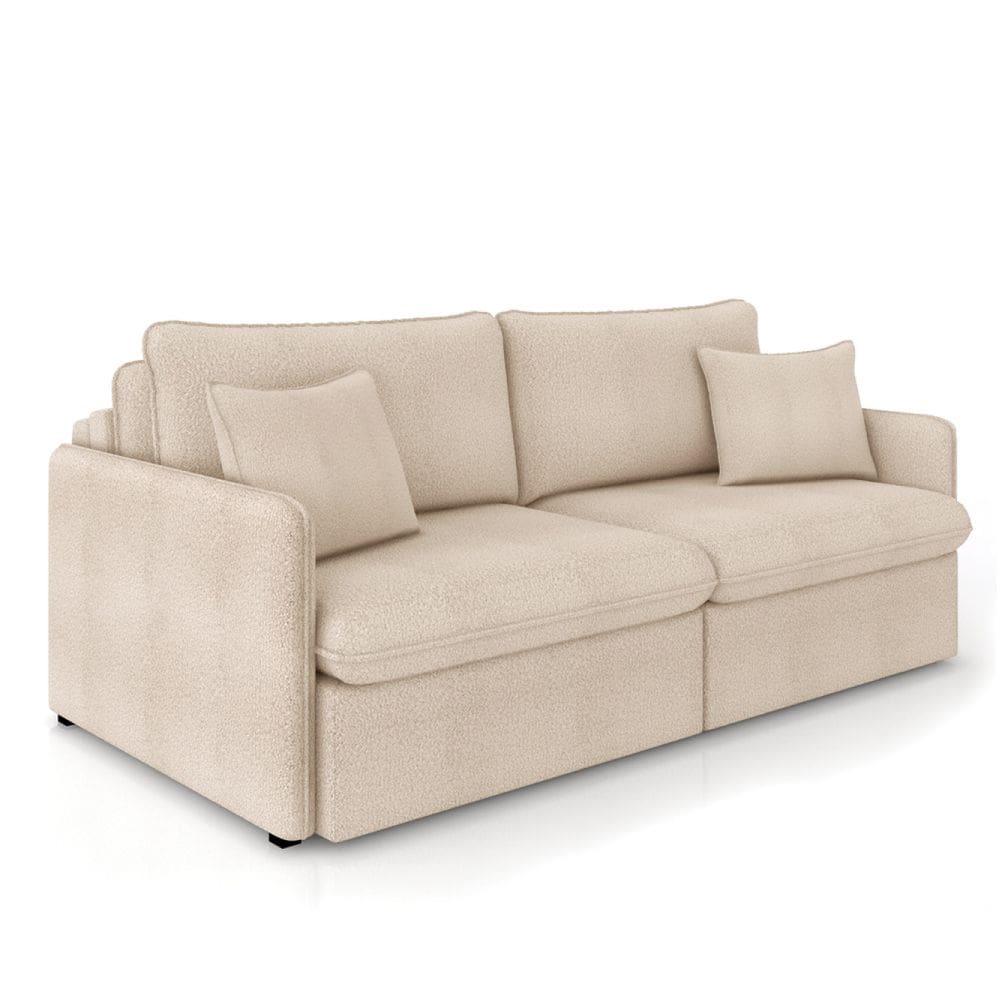 Sofá Retrátil Reclinável 3 Lugares 194cm Maili Bouclê Creme K01 - D`Rossi