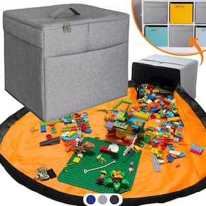 Organizador de armazenamento de brinquedos STARSIKO XL com tapete de jogo 13x13x15 polegadas