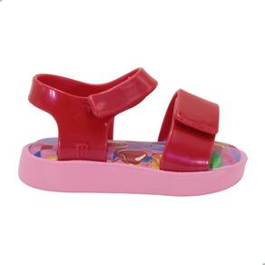 Sandália Mini Melissa Jump Print Baby Rosa e Vermelho Perolado