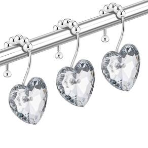 Ganchos para cortinas de chuveiro Yuiviot Diamond Heart Crystal x12