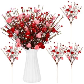 Caules artificiais de flores de frutas vermelhas Crowye (Dia dos Namorados) x12