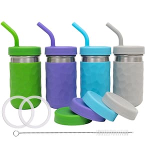 Copos de bebida WeeSprout 2 em 1 para crianças, conjunto 4 de aço inoxidável