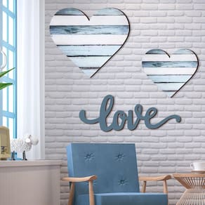 Decoração de parede de madeira em forma de coração Chitidr Dia dos Namorados, 3 unidades