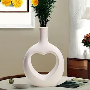 Vaso JDZMYF de cerâmica branca em forma de coração para decoração de mesa