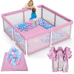 Cercadinho dobrável para bebês TOREVSIOR com tapete +50 Ocean Balls 50x50cm