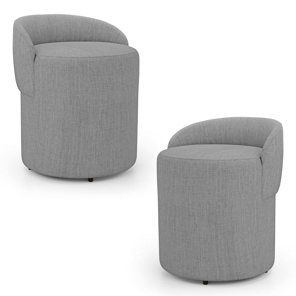 Kit 02 Puffs Banquetas Living Gaia Orgânico com Encosto Baixo Linho Cinza Escuro - Desk Design