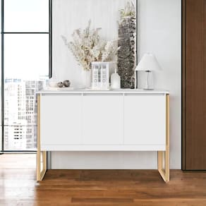 Aparador Buffet com 3 Portas Bari Branco Dourado