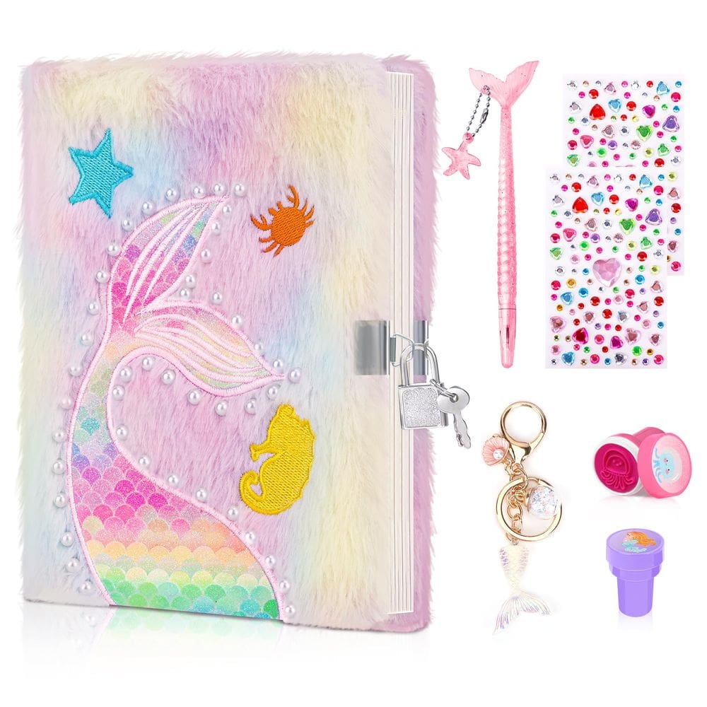 Diário homicozy Mermaid para meninas com fechadura e chaves 160 páginas