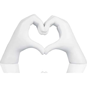 Escultura Pozbee Heart Hands White Love Sign Decoração de mesa