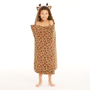 Toalha com capuz Lands` End Giraffe para crianças 54x27 cm 100% algodão