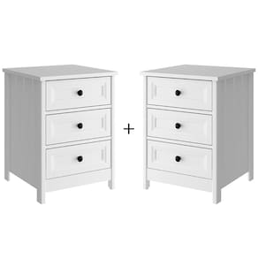 Kit 02 Mesas De Cabeceira 3 Gavetas 45 cm DM111 Branco Dtall